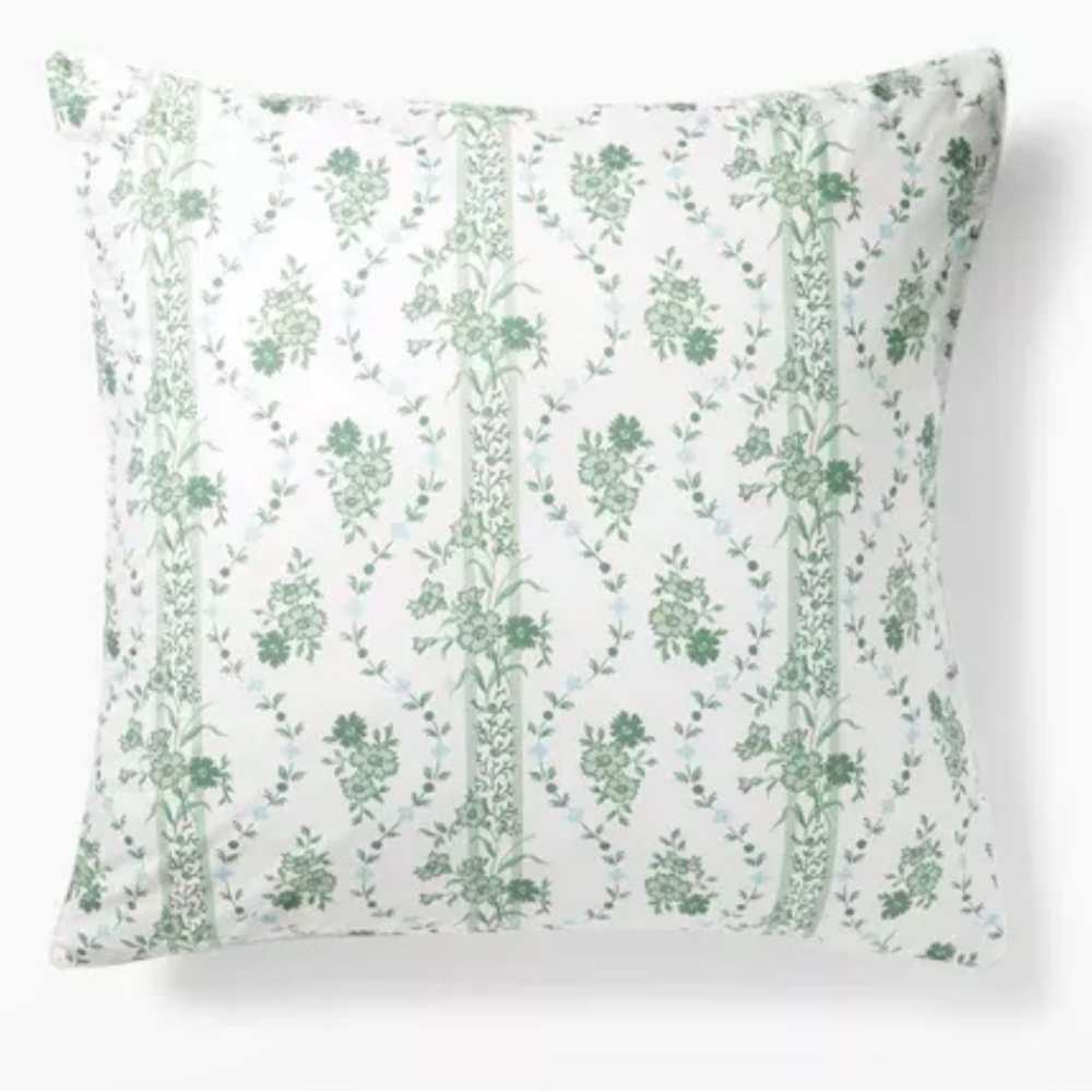 HILL HOUSE HOME SOLD OUT GREEN VINE FLORAL EURO SHAM / PILLOW CASE